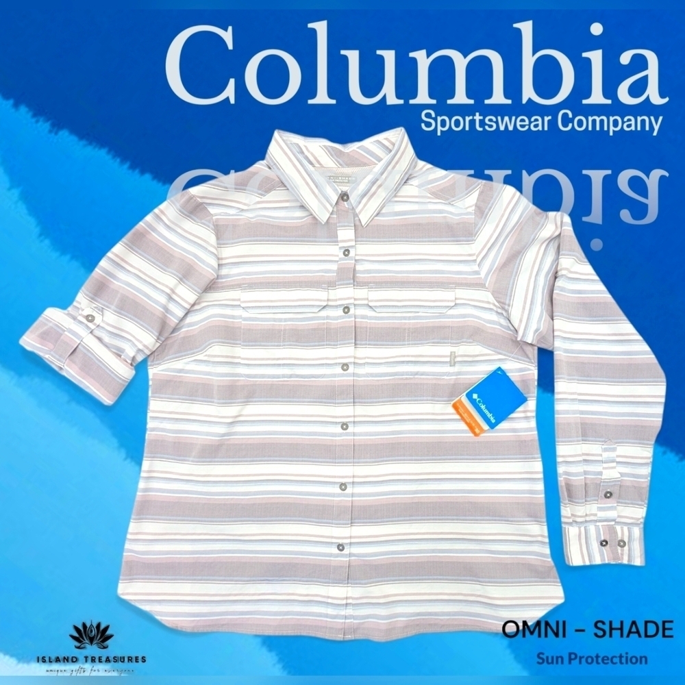 NWT- Columbia Pilsner Peak Convertible Sleeve Button Down Shirt in Cloudburst XL